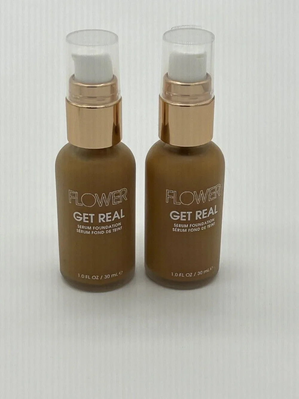 2 New Flower Get Real Serum Foundation CARAMEL M5 1.0 fl oz Each Factory Sealed